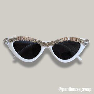 White Bedazzled Bride to Be Trendy Sunglasses